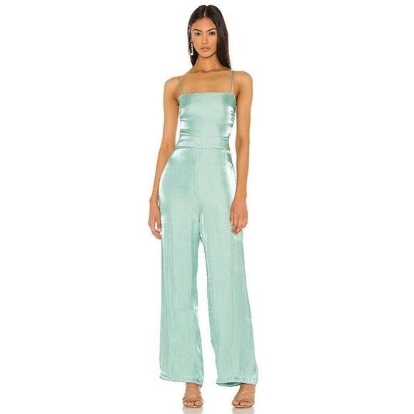Line & Dot Pants - Line & Dot Peyton Tie Back Jumpsuit Mint Green S